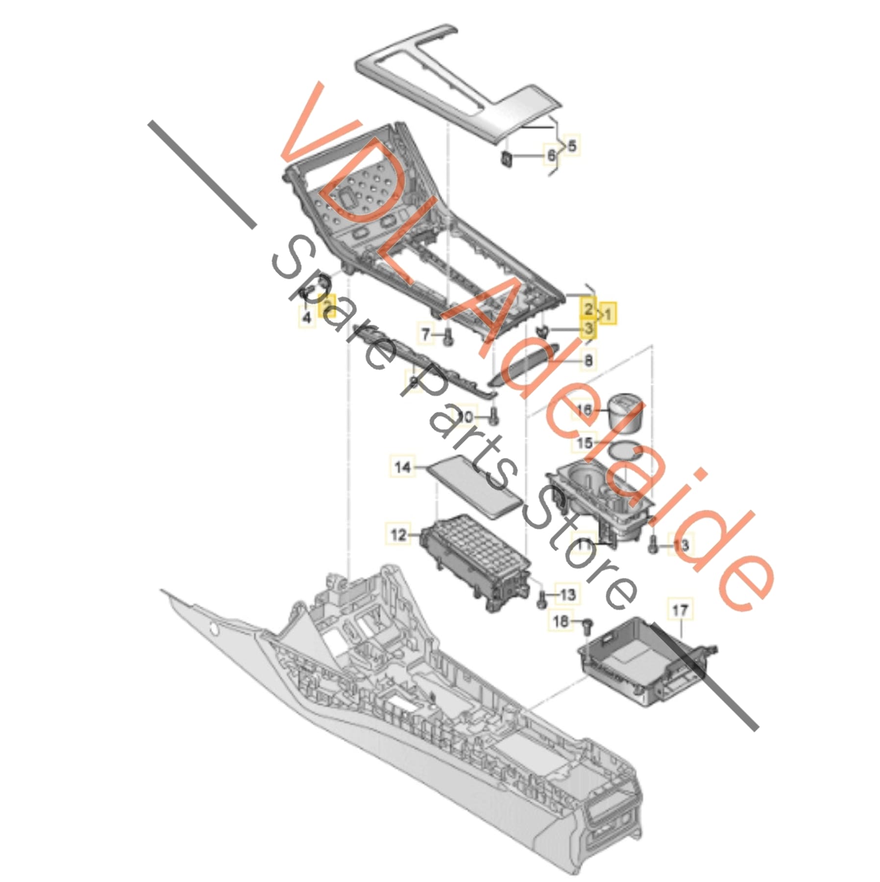 4K2864261D 4K2864261D3Q7   Audi A6 A7 RS6 RS7 Aluminium Chrome Centre Console Trim 4K2864261D