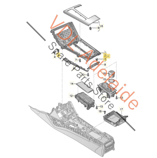 4K2864261D 4K2864261D3Q7   Audi A6 A7 RS6 RS7 Aluminium Chrome Centre Console Trim 4K2864261D