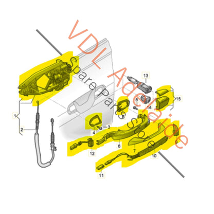 4N0927754 4N0837812B 4N0837208AGRU  Audi Right Side Door Handle with Keyless Sensor 4N0927754 4N0837208A GRU 4N0837812B