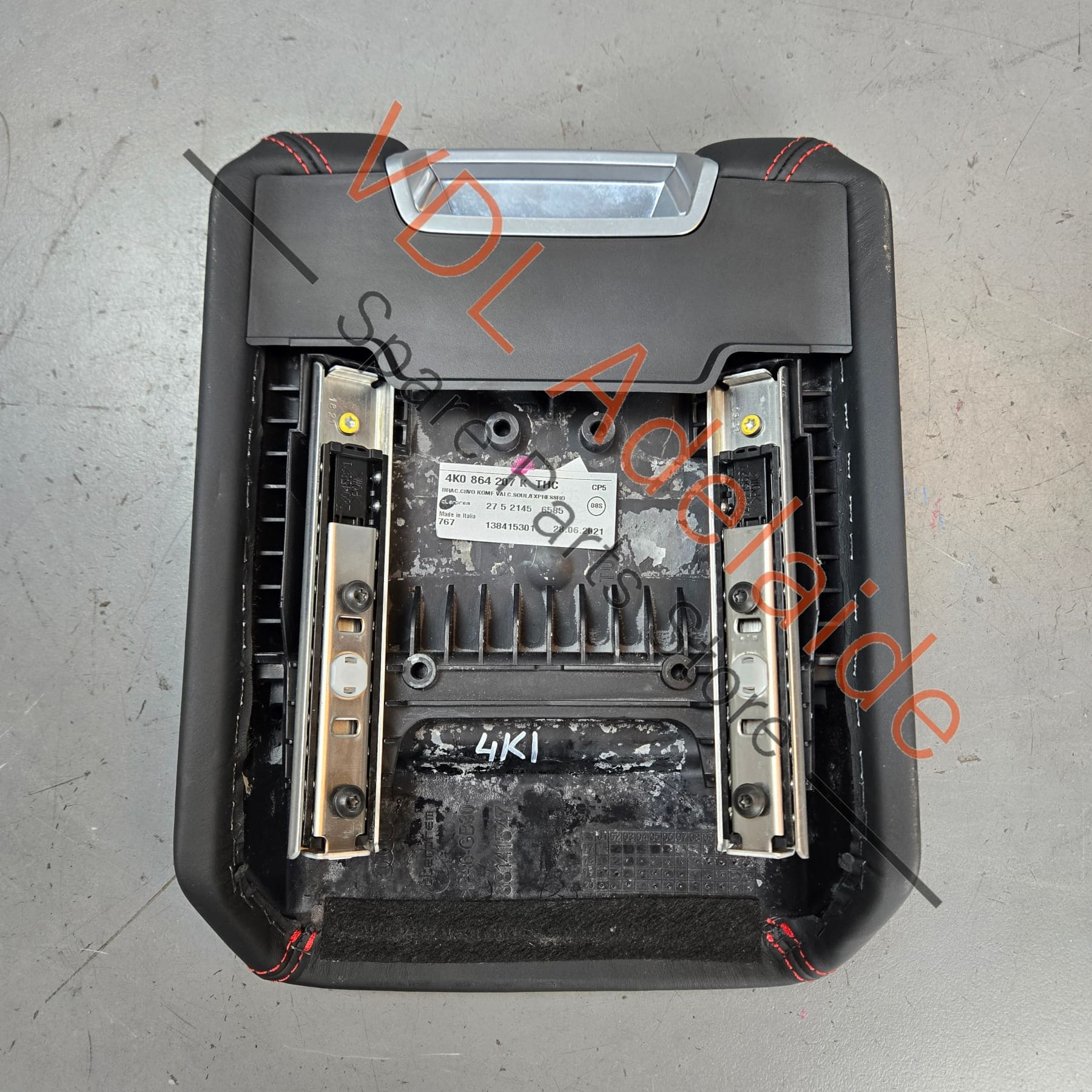 4K0864207KTHK 4K0864207K   Audi RS7 Centre Armrest Arm Rest for Driver Black Leather Red Stitch 4K0864207K THC