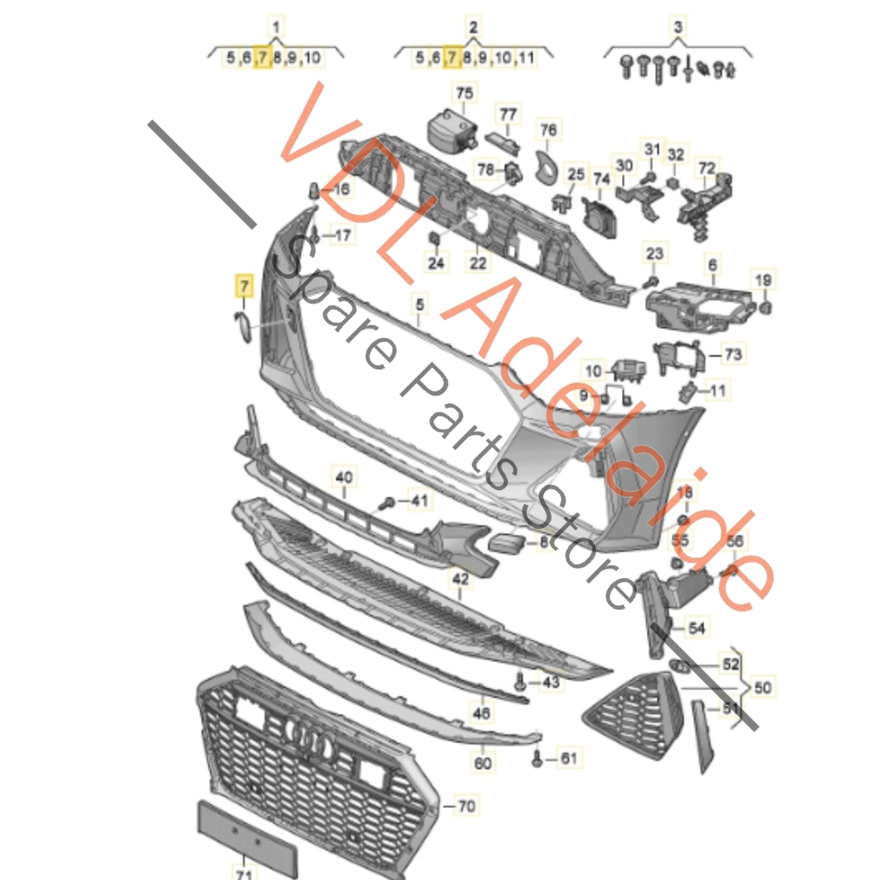 4K8807241B    Audi RS6 RS7 Front Bumper Tow Hook Cover Cap Trim 4K8807241B Mythos Black