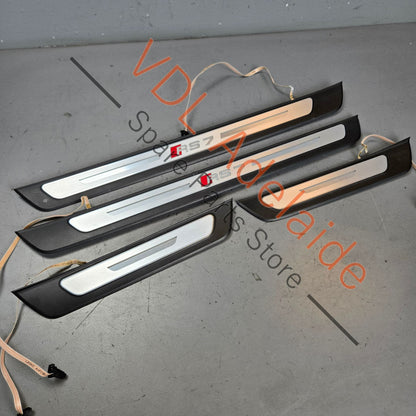 4K8947405B 4K8947406B 4K8947423 4K8947424 Audi RS7 Set of Illuminated Sill Panel Trims Light Fibre