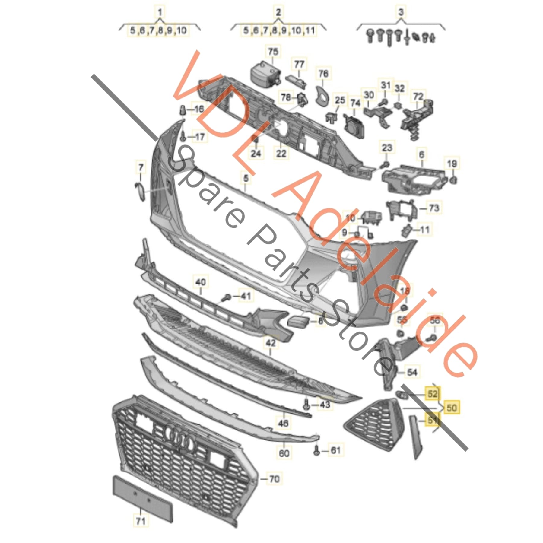 4K8807647H3Q0 4K8807647H   Audi RS6 RS7 Front Right Bumper Carbon Air Guide Grille 4K8807648H 3Q0