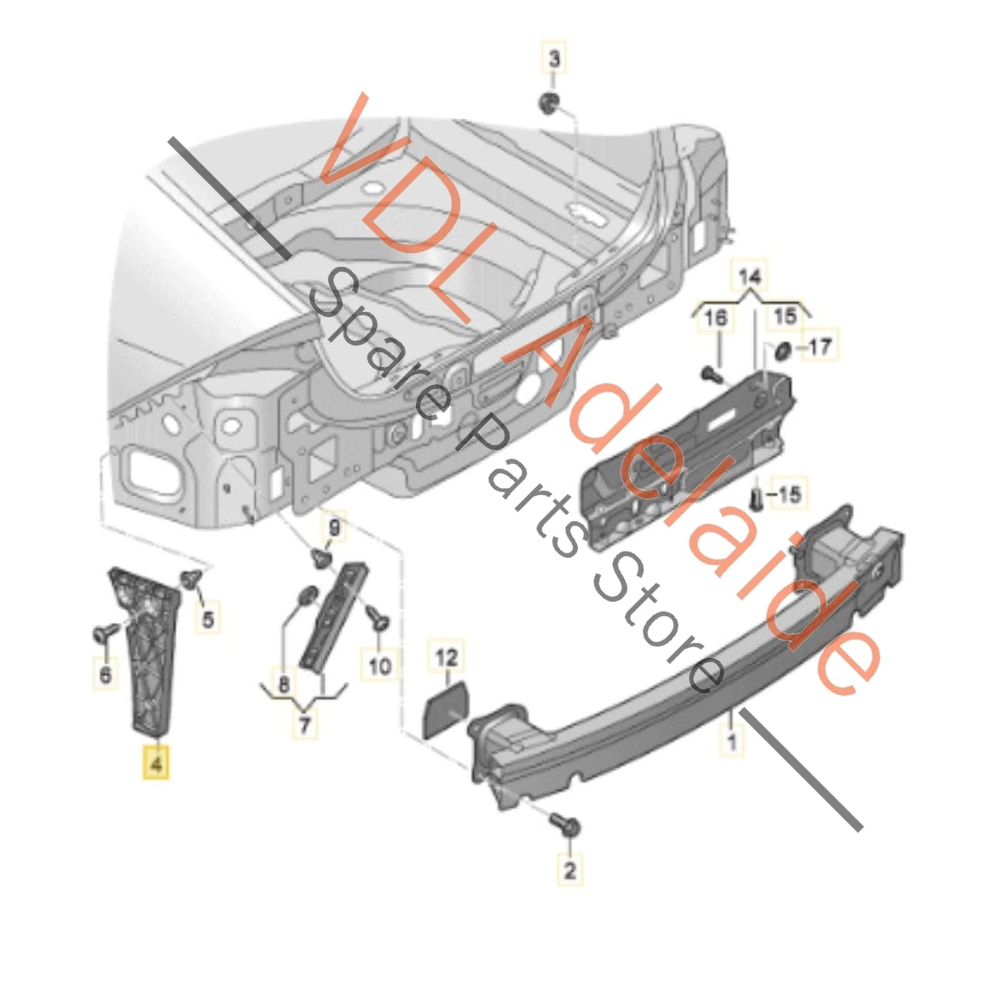 4K8807454A    Audi RS7 Rear Bumper Guide Bracket Right Lower 4K8807454A