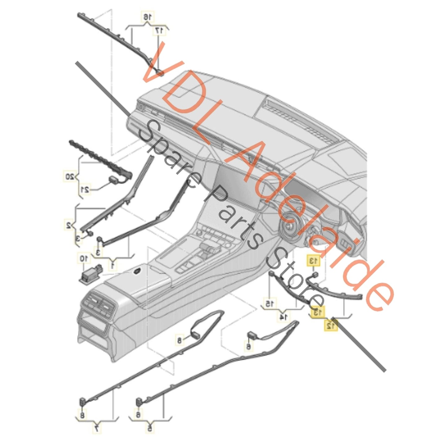 4K2947197A    Audi RS7 Fibre Optic Conductor for Right drivers side dashboard for RHD 4K2947197A
