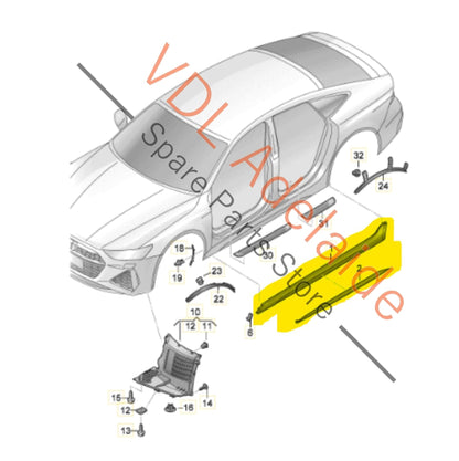 4K8854868B 4K8853860B   Audi RS6 RS7 C8 2021 2022 Right Side Sideskirt Rocker Panel Trim with Carbon Sideblade 4K8853860B 4K8854868B