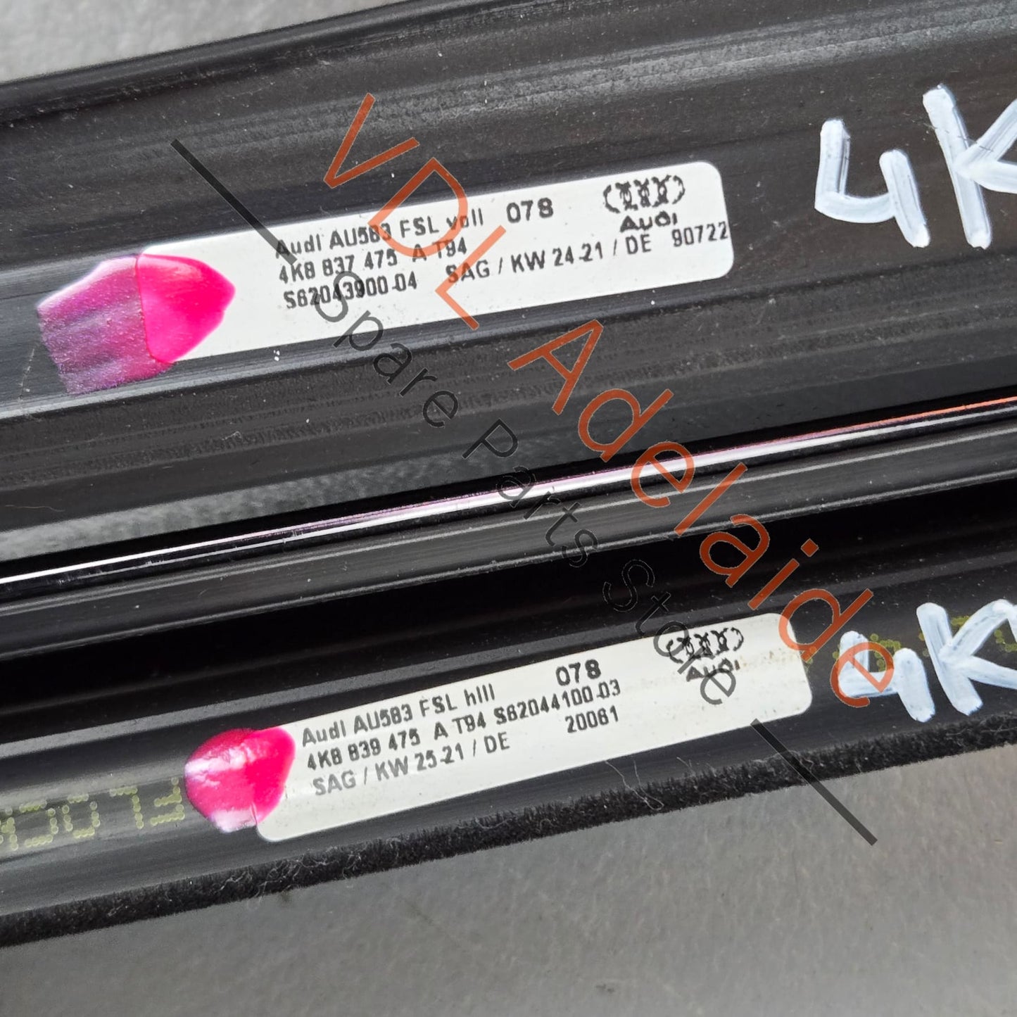 4K8837475AT94 4K8837476AT94 4K8839475AT94 4K8839476AT94 Audi RS7 Door Window Slot Aperture Seal Set of 4 Front & Rear Gloss Black 4K8837475A T94