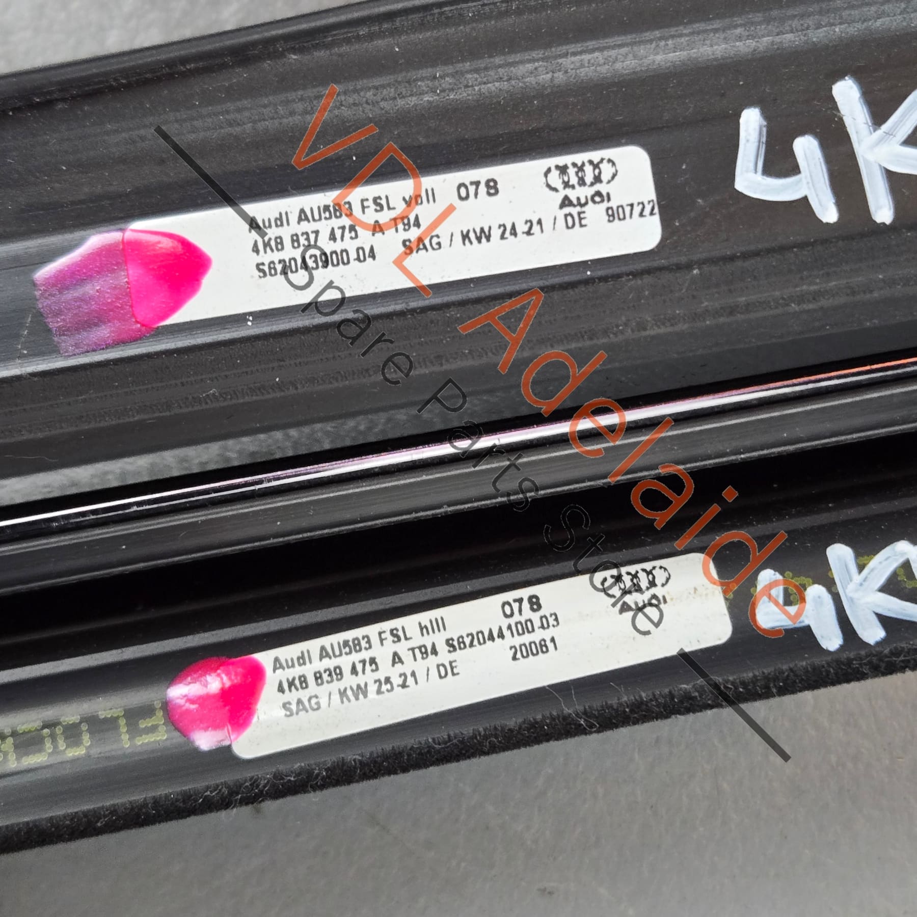 4K8837475AT94 4K8837476AT94 4K8839475AT94 4K8839476AT94 Audi RS7 Door Window Slot Aperture Seal Set of 4 Front & Rear Gloss Black 4K8837475A T94