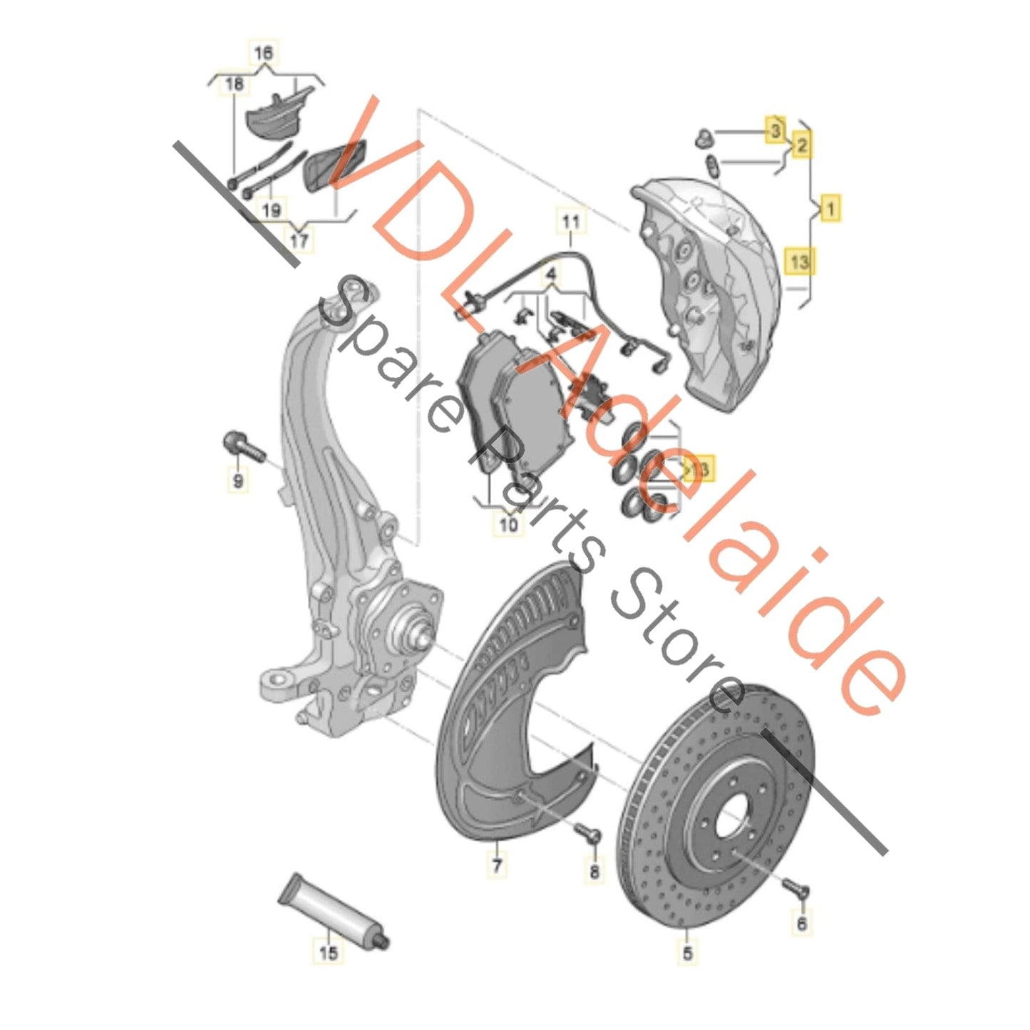 4K0615107R 4K0615108R   Audi RS6 RS7 Front Carbon Ceramic 8 Piston Brake Caliper Set for 440mm x 40mm rotor