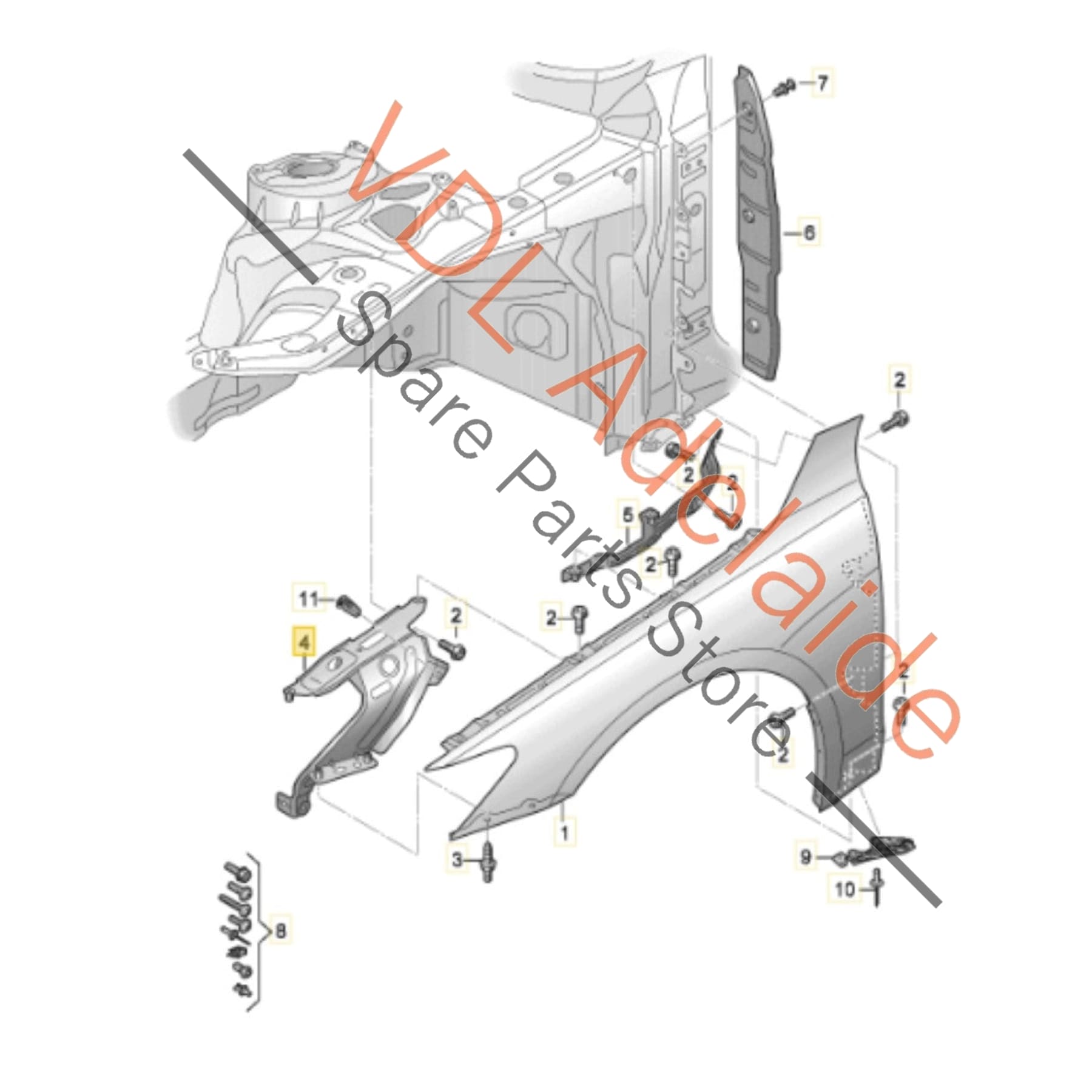 4K8821132A    Audi RS6 RS7 Front Right Fender Bracket 4K8821132A