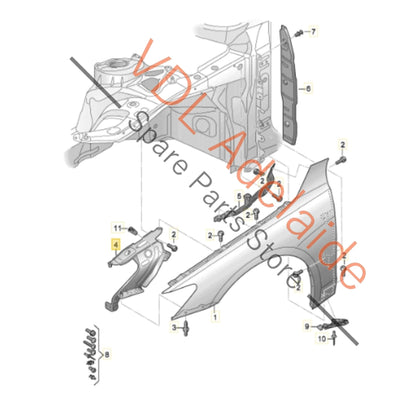 4K8821132A    Audi RS6 RS7 Front Right Fender Bracket 4K8821132A