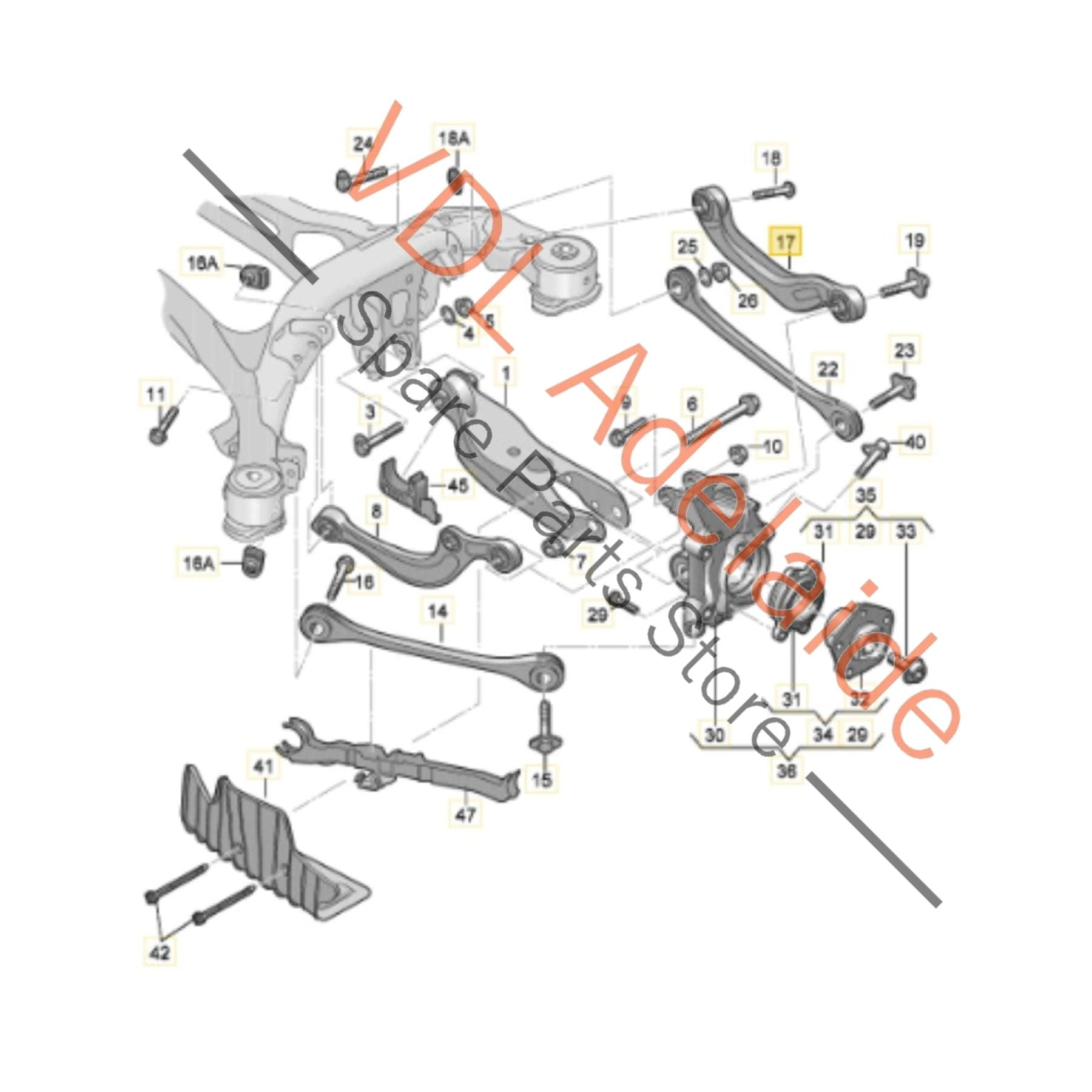 4K0505397A    Audi Rear Left Upper Control Arm Suspension 4K0505397A