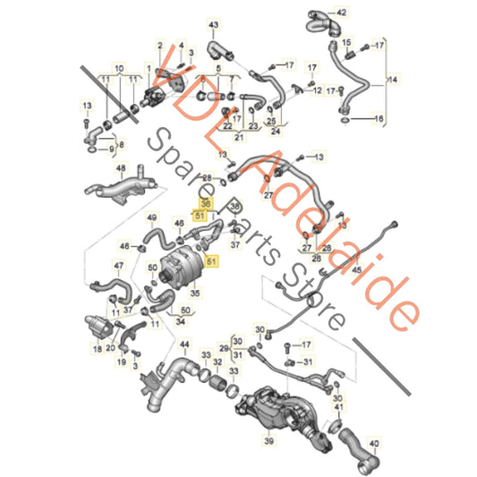 4K0121661    Audi RS6 RS7 Alternator Coolant Pipe Hose 4K0121661