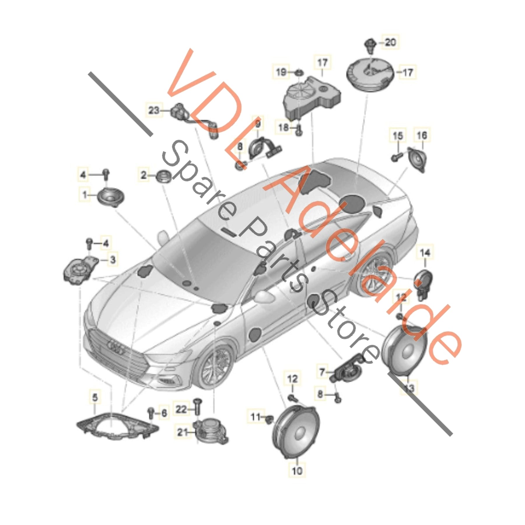 4K0035297 4K9035411A 4M0035454B 4K8035416 Audi RS7 16 Speaker Set Bang Olufsen 4K0035297 4K9035411A 4M0035454B 4K8035416
