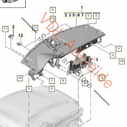 971857003S7P8 971880204    Porsche Panamera 971 2016-2024 RHD Dashboard with Airbag Kit 971857003S 7P8 971880204