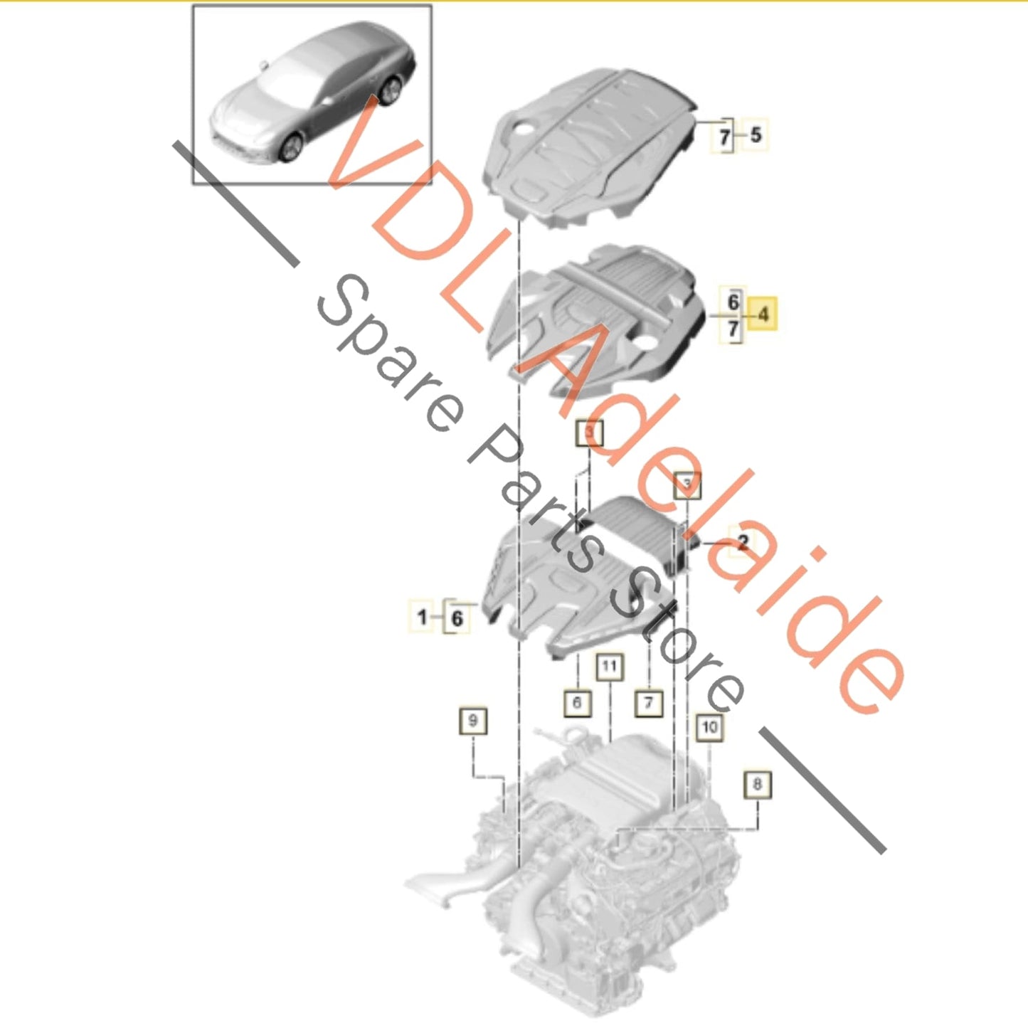 971103925S 971103925B    Porsche Panamera Hybrid Engine Cover Trim 971103925B 971103925S