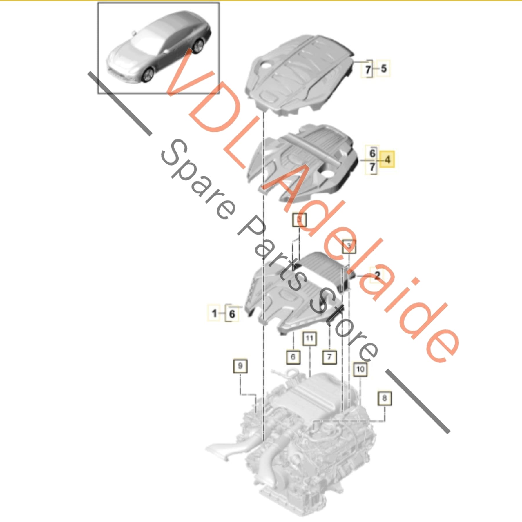971103925S 971103925B    Porsche Panamera Hybrid Engine Cover Trim 971103925B 971103925S