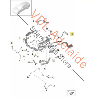 971971772     Porsche Panamera 971 Hybrid Gearbox Wiring Harness Cable 971971772