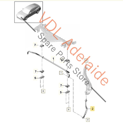 971411317C 971411317    Porsche Panamera 971 Front Left Swaybar Coupling Rod Linkage 971411317C