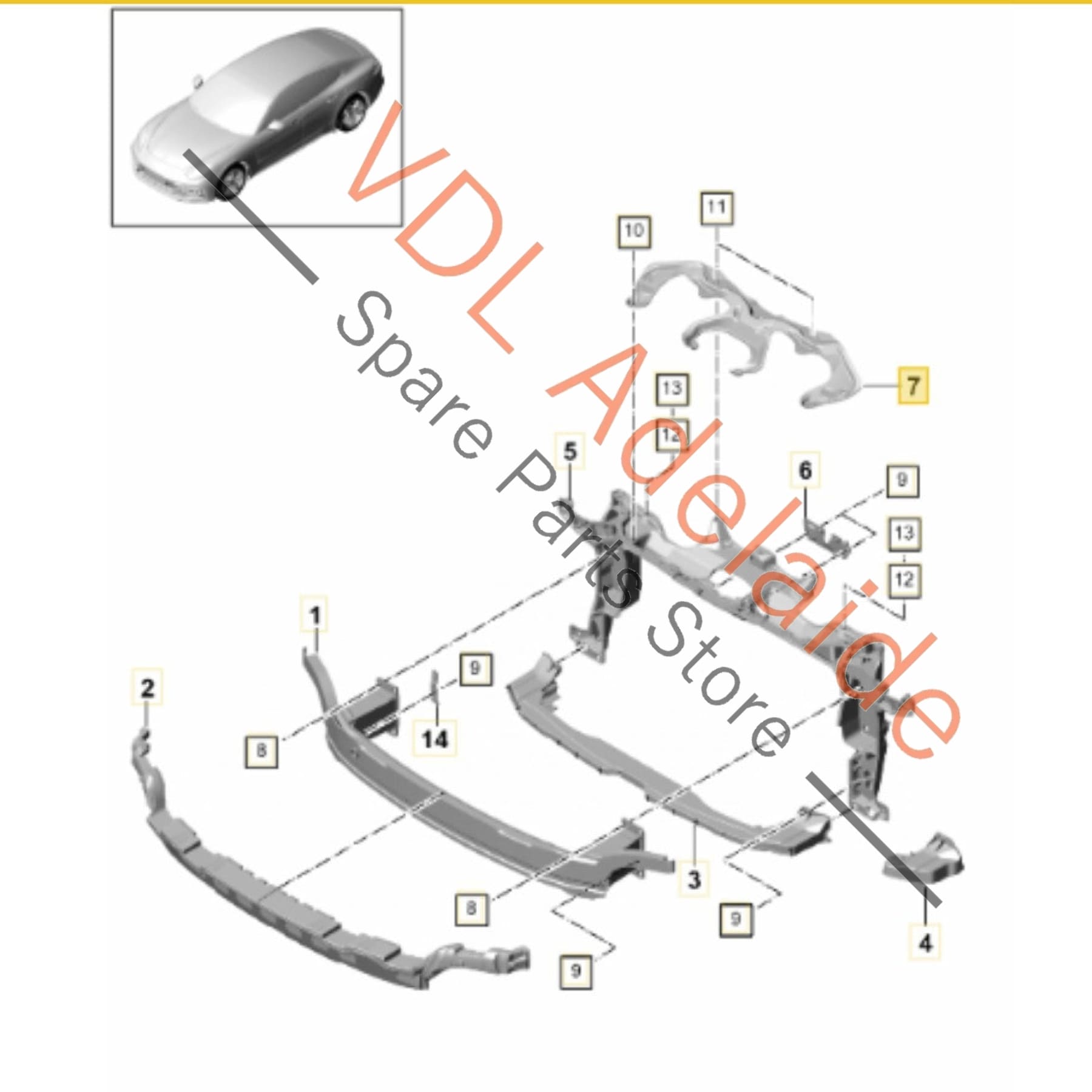 971805561A     Porsche Panamera 971 Front Radiator Reinforcement Panel 971805561A