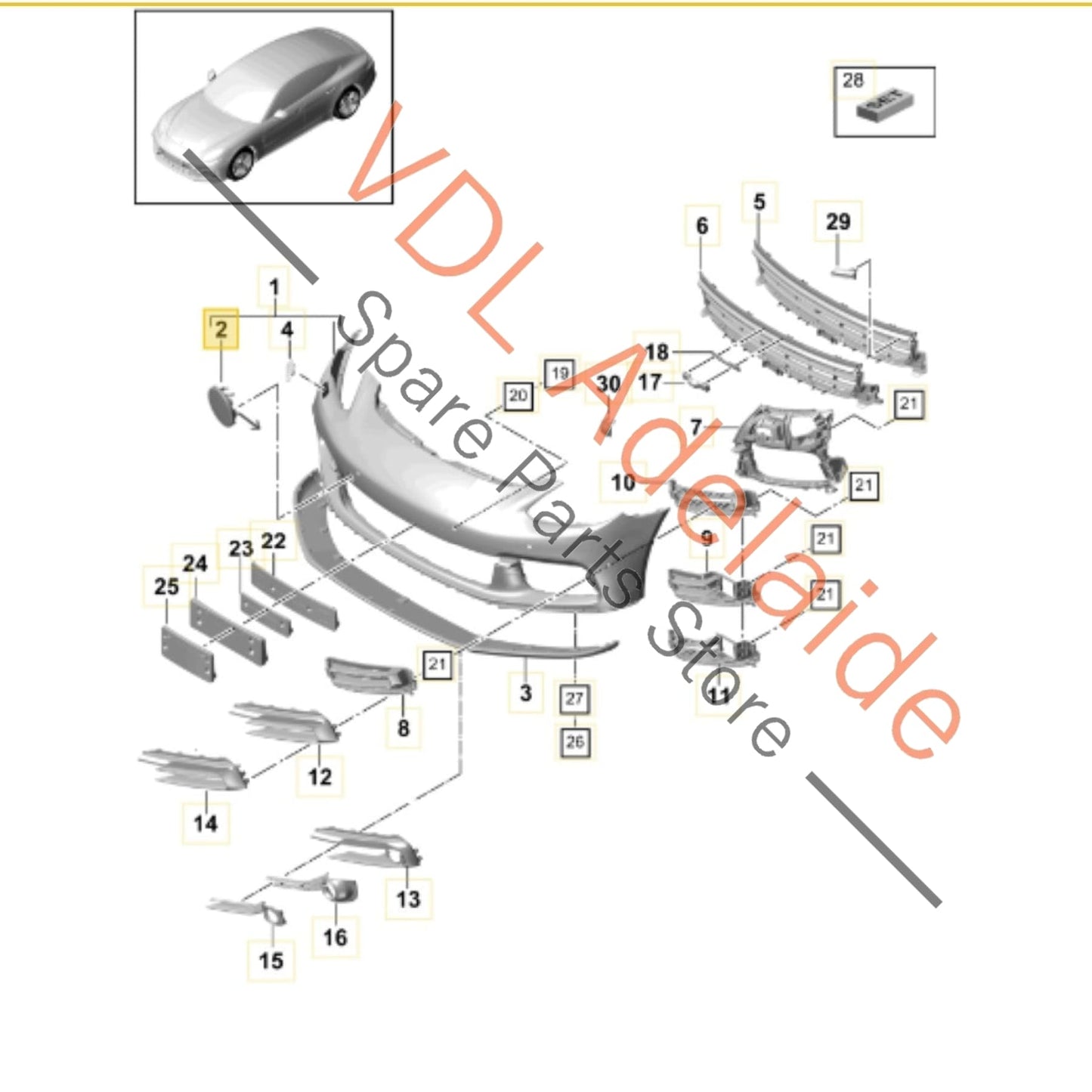 971807155     Porsche Panamera 971 Cover for Tow Hook Front Bumper 971807155