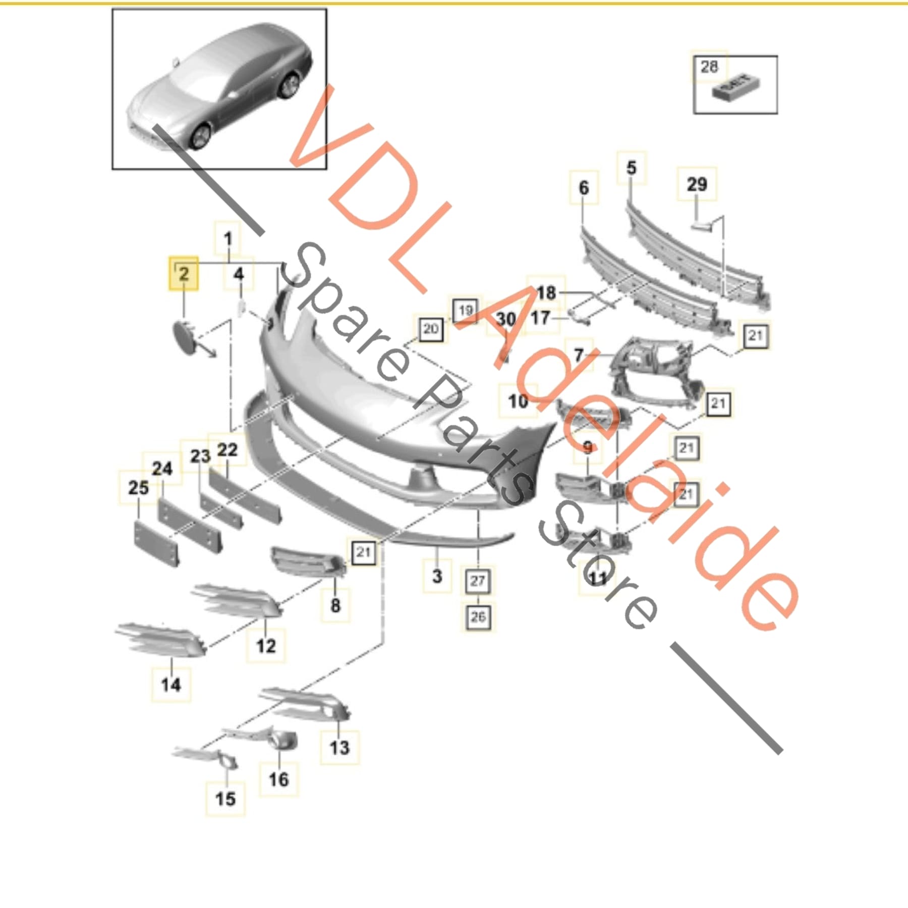 971807155     Porsche Panamera 971 Cover for Tow Hook Front Bumper 971807155