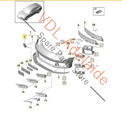 971807155     Porsche Panamera 971 Cover for Tow Hook Front Bumper 971807155