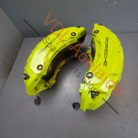 971615123E 971615124E    Porsche Panamera 971 6 Piston Brembo Brake Caliper Set suit 350mm x 34mm rotor Acid Green
