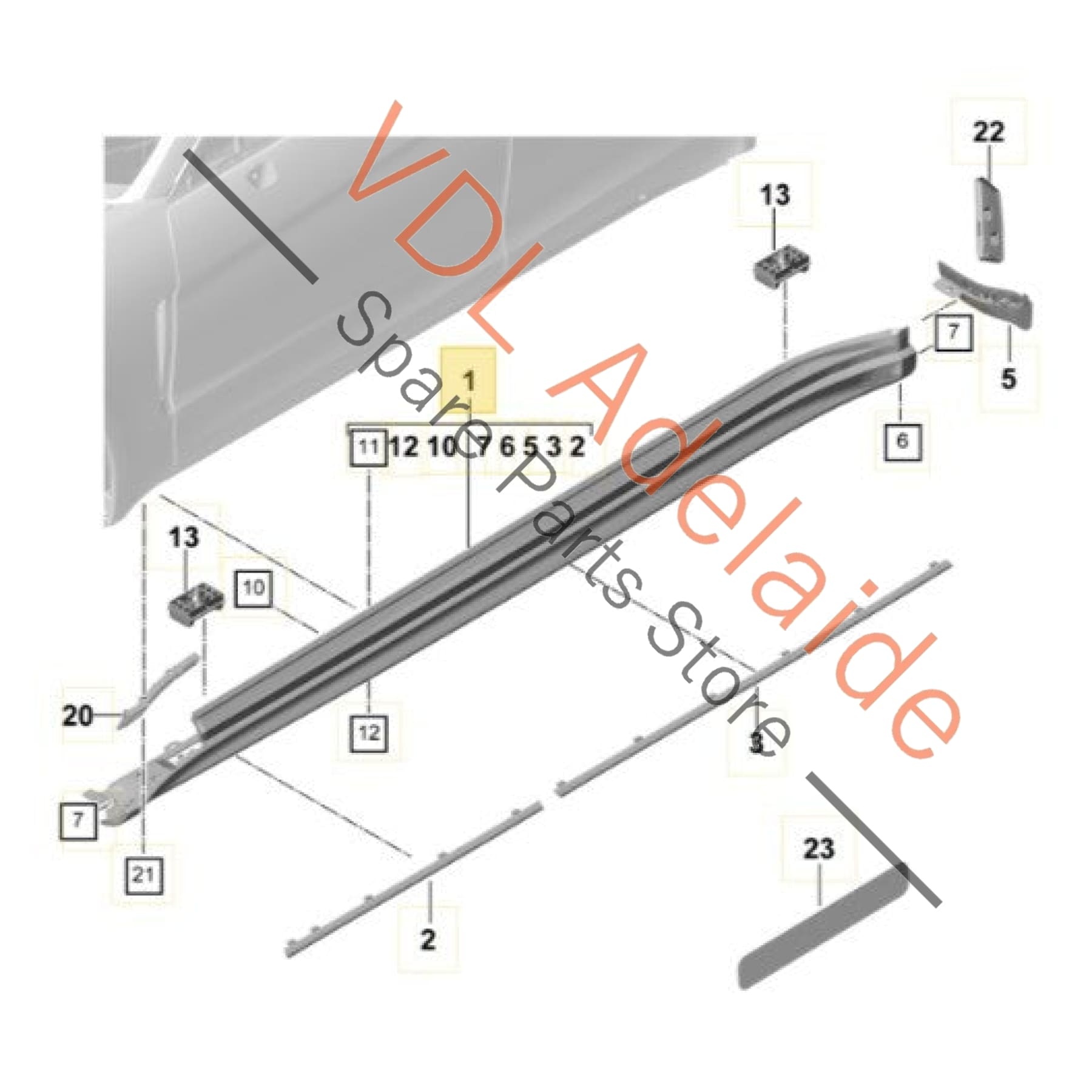 971854884B    Porsche Panamera 971 Right RHS Side Skirt Rocker Panel Moulding 971854884B