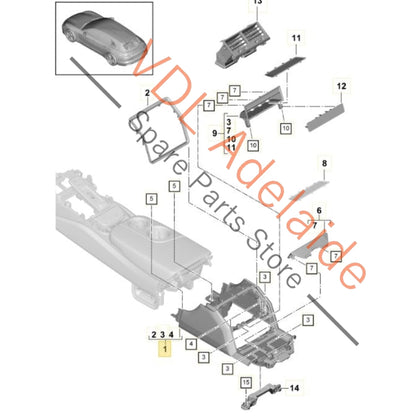 974863241C 974863241F7P8   Porsche Panamera 971 Rear Centre Console Trim 974863241F 7P8