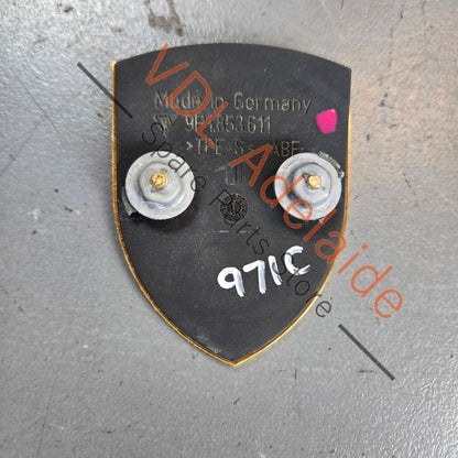 9P1853601    Porsche Bonnet Badge Emblem Gold 9P1853601 Cayenne 911 Boxster Macan