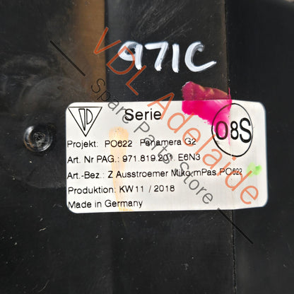 971819201E 971819201E6N3   Porsche Panamera 971 Rear Passenger Air Vent 971819201E 6N3