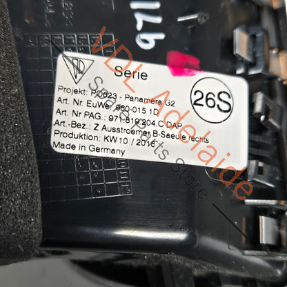 971819204C 971819204CDAP   Porsche Panamera 971 Right B Pillar Air Conditioning Vent 971819204C DAP