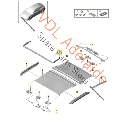971877651    Porsche Panamera 971 Sunroof Wind Deflector Screen 971877651