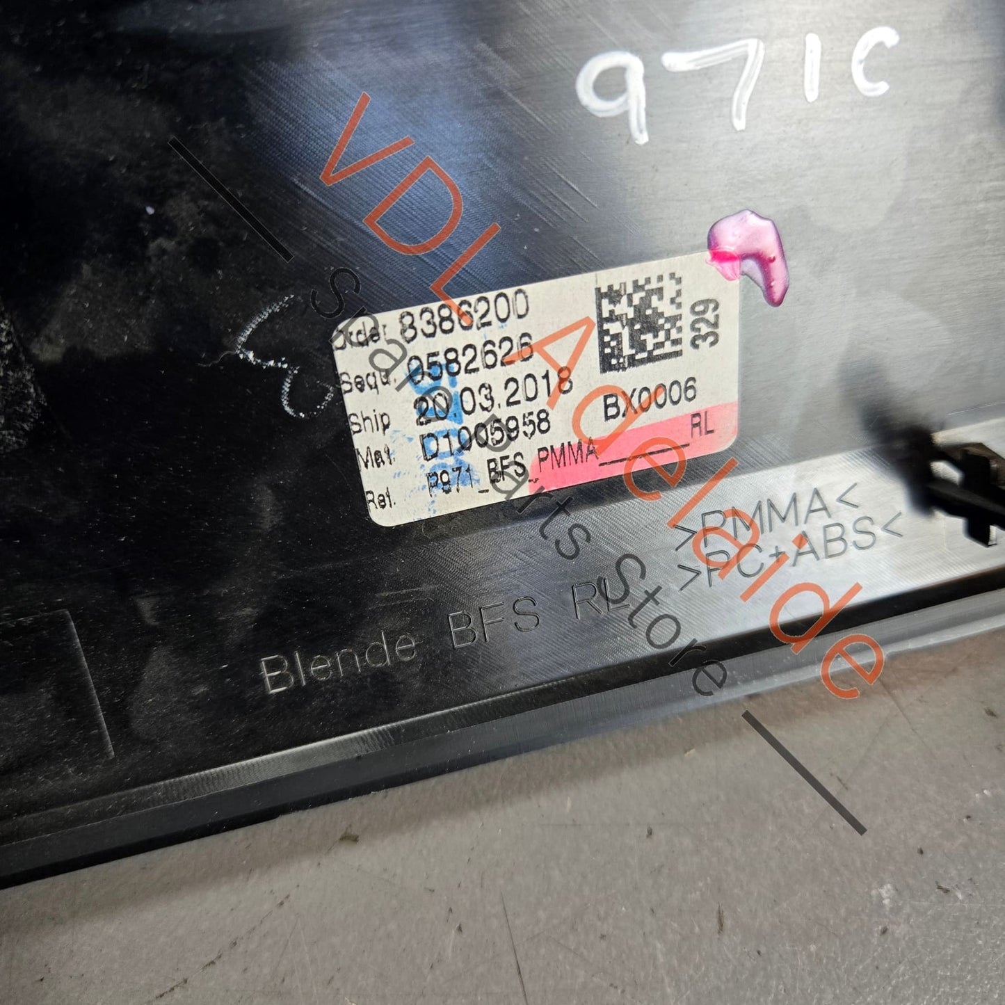 971854378A    Porsche Panamera 971 Left Passenger Side Dash Molding Trim for RHD Gloss Black 971854378A