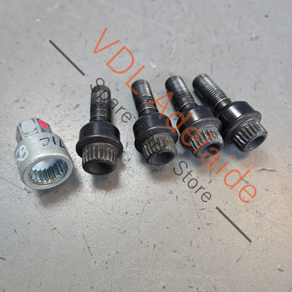 971698030B    Porsche Audi VW Wheel Bolt Lock Nut Set 49mm Anti Theft 971698030B With Key