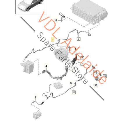 971971015AD 971971015F 971971015D  Porsche Panamera 971 e-Hybrid HV Hybrid Battery Wiring Cable 971971015AD