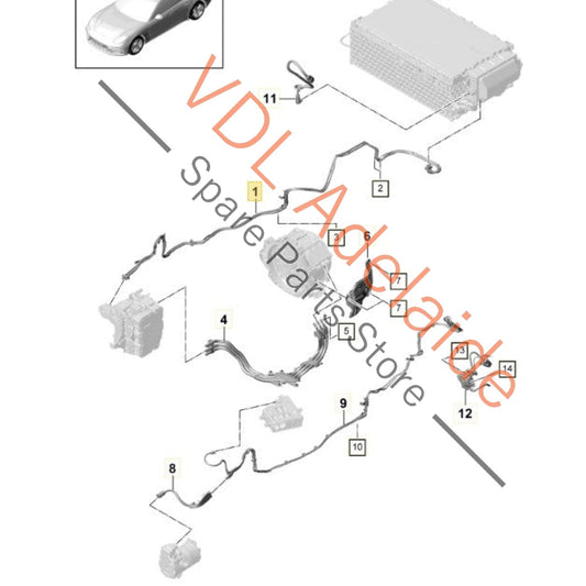 971971015AD 971971015F 971971015D  Porsche Panamera 971 e-Hybrid HV Hybrid Battery Wiring Cable 971971015AD