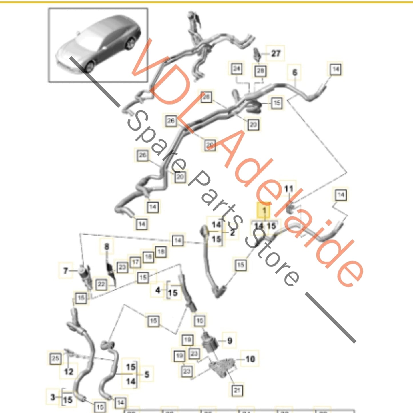 971819334F 9A781933420  Porsche Panamera 971 Coolant Pipe Hose 971819334F 9A781933420