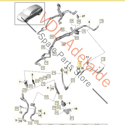 971819334F 9A781933420  Porsche Panamera 971 Coolant Pipe Hose 971819334F 9A781933420