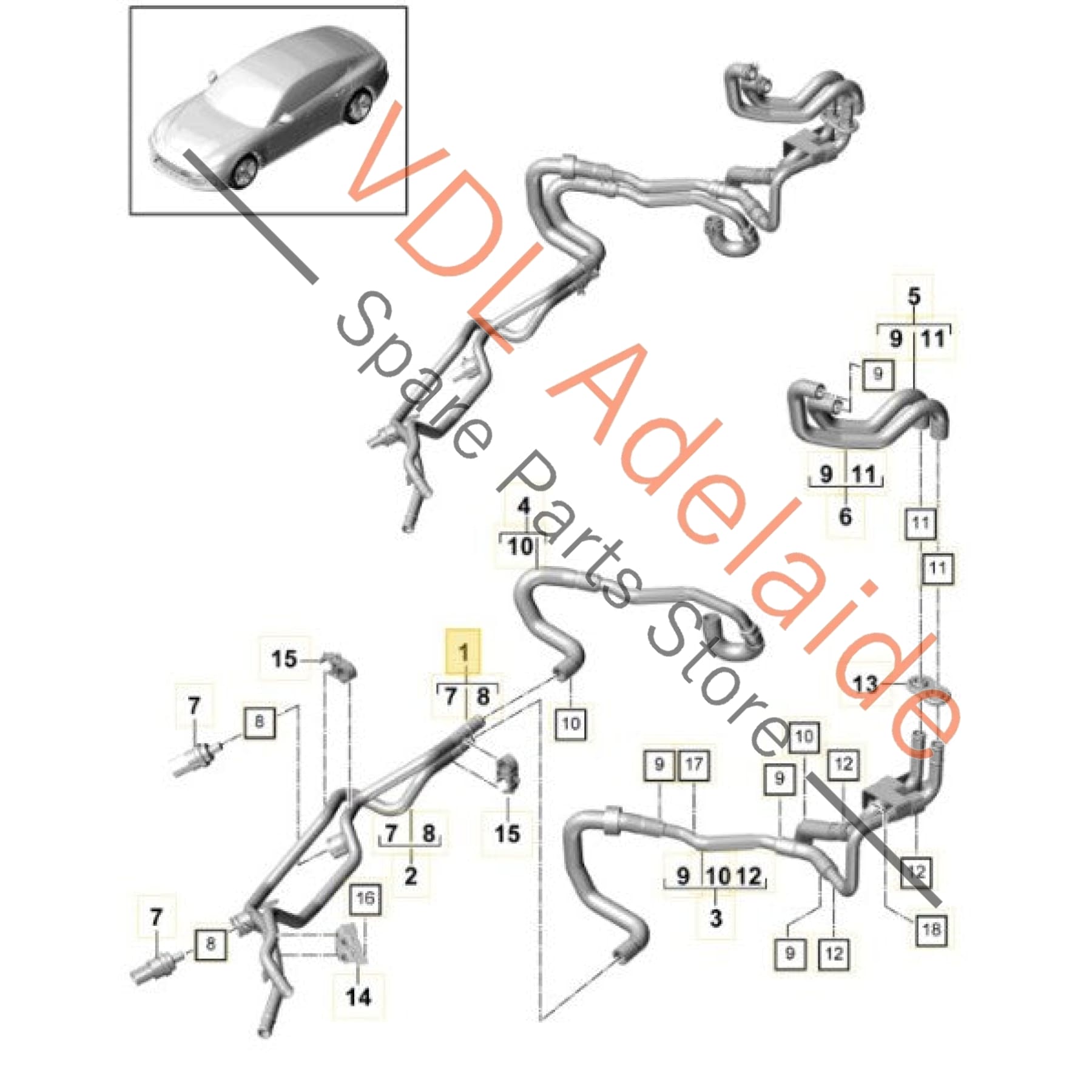 971820440A   Porsche Panamera 971 Coolant / Refrigerant Pipe Hose 971820440A