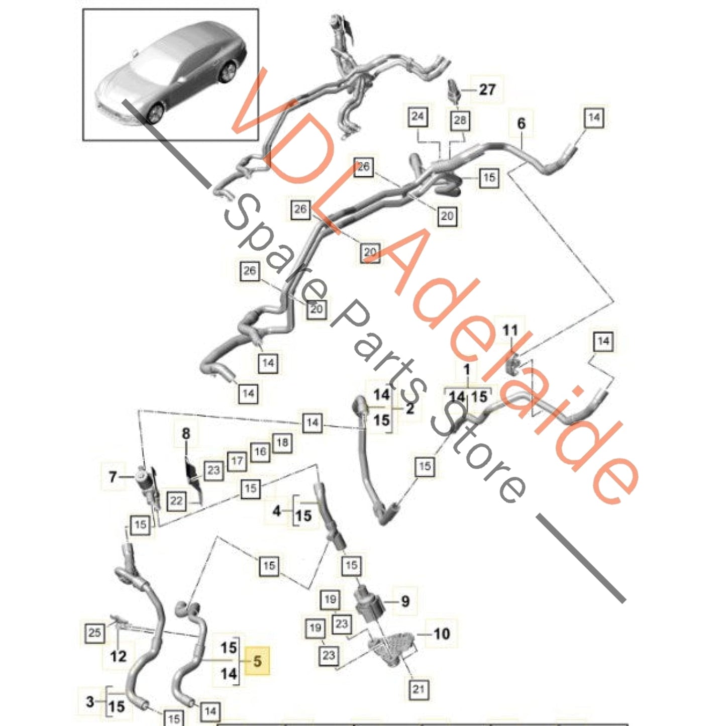 971819314K 971819314G  Porsche Panamera 971 Coolant Pipe 971819314K  971819314G