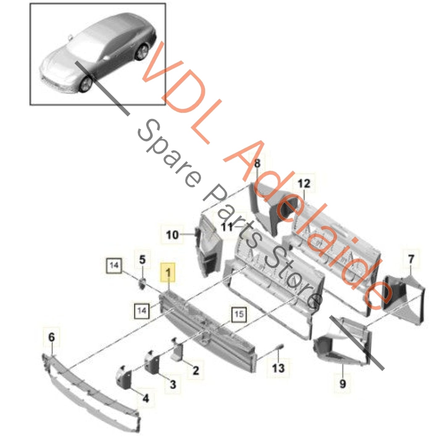 95B965501AA 971121257BOK1 95B965501H Porsche Panamera Radiator Vent Flap with Servomotor 95B965501AA 971121257B