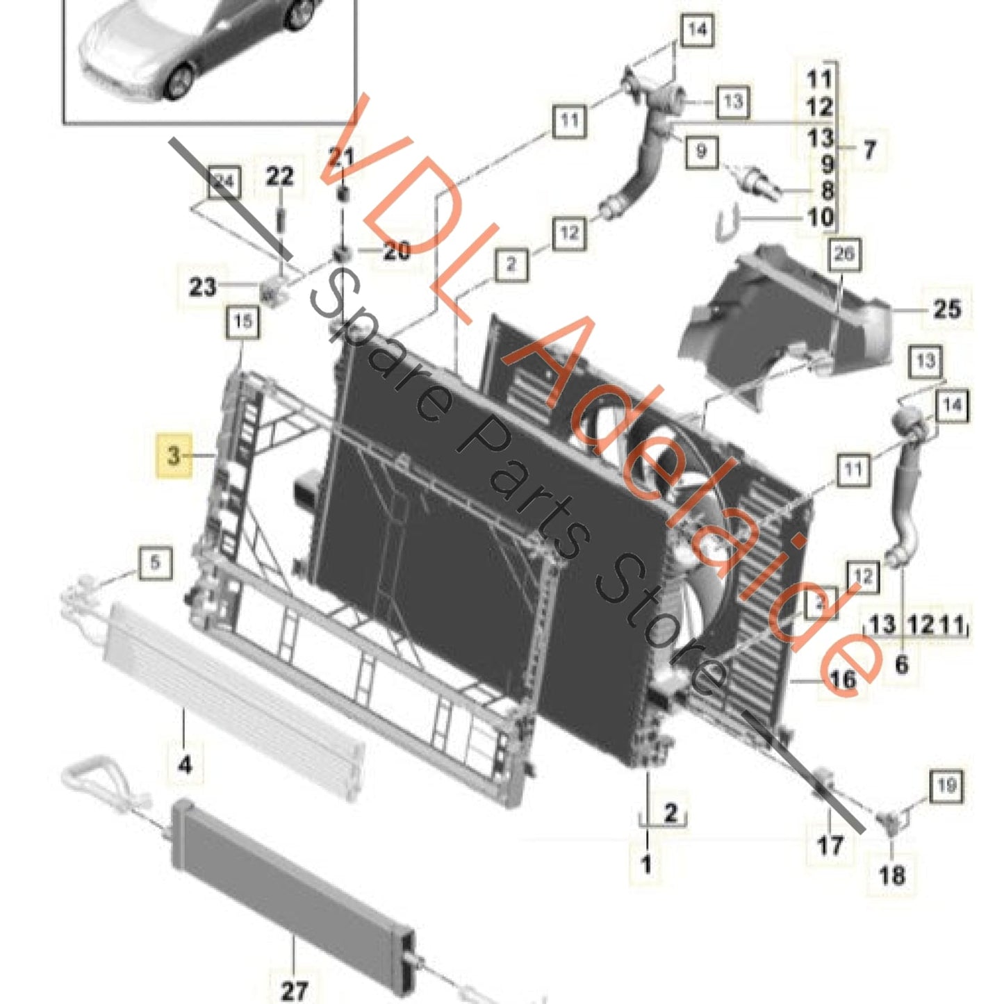 PAE121068 971121068D  Porsche Panamera Radiator Mounting Bracket PAE121068 971121068D