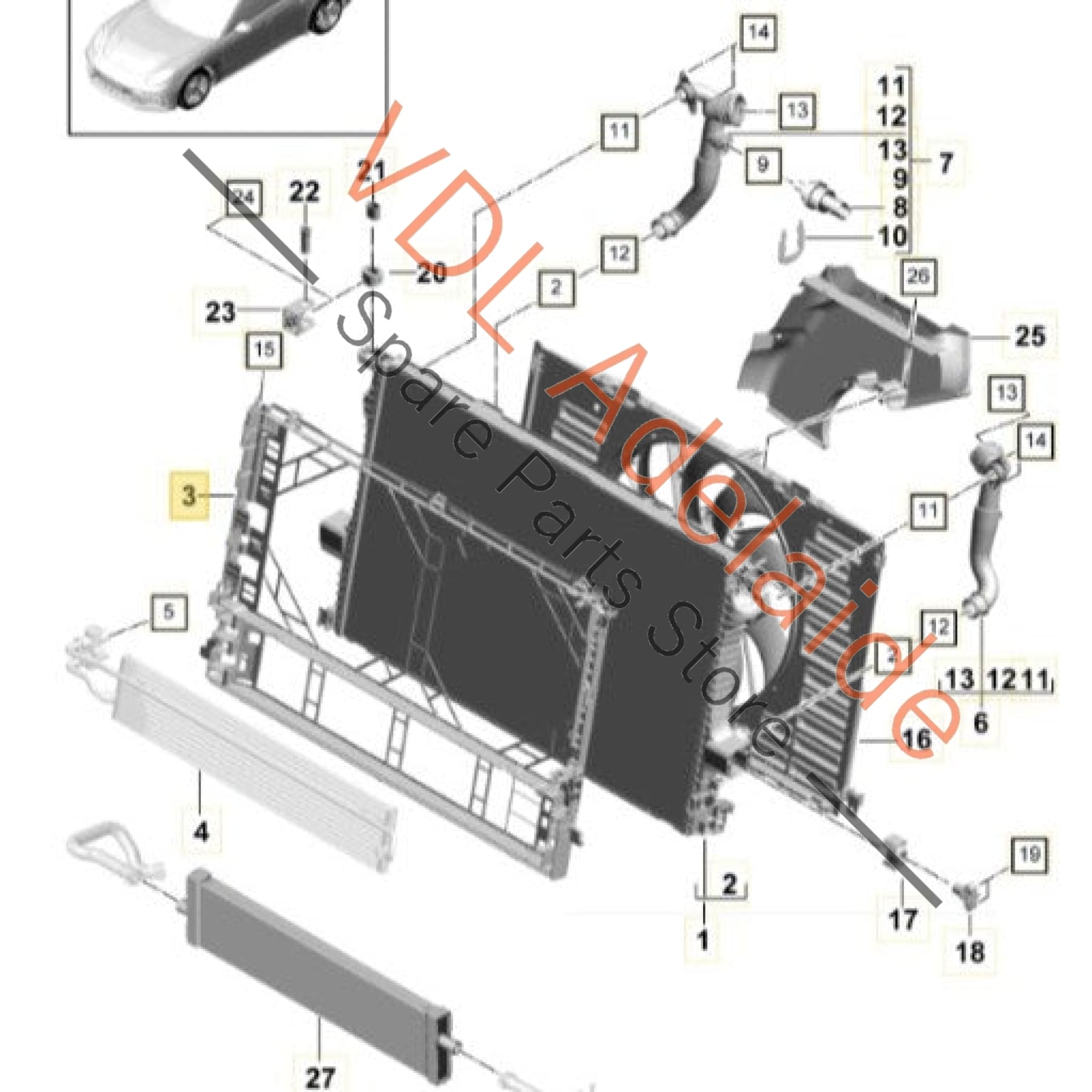 PAE121068 971121068D  Porsche Panamera Radiator Mounting Bracket PAE121068 971121068D