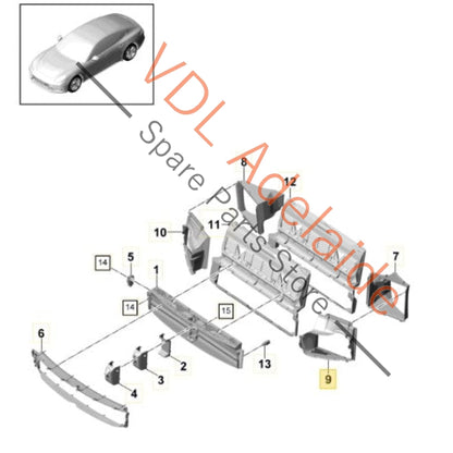 971121333C   Porsche Panamera 971 Front Left Intercooler Radiator Air Guide 971121333C
