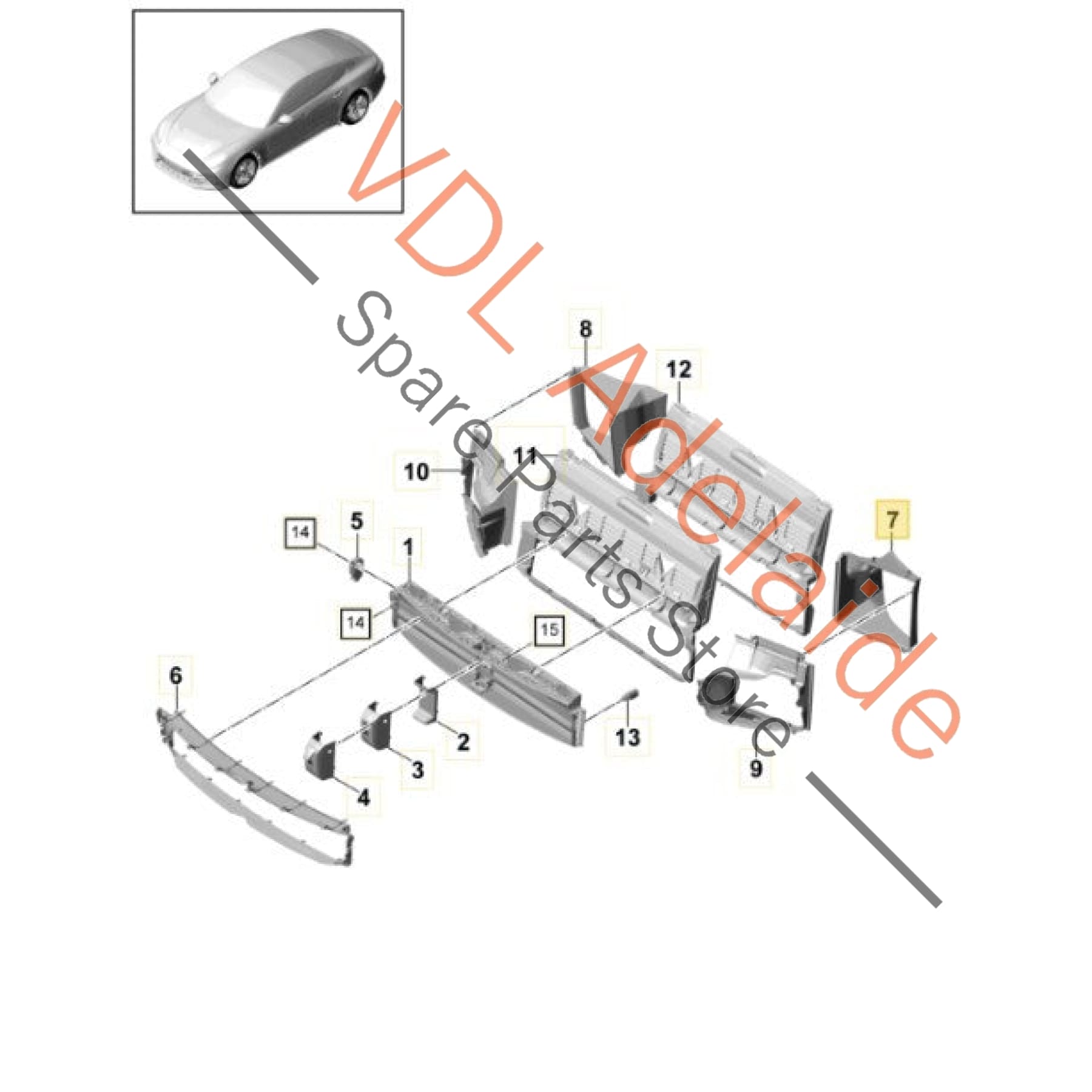971121673   Porsche Panamera 971 Front Left Intercooler Radiator Air Guide Rear 971121673