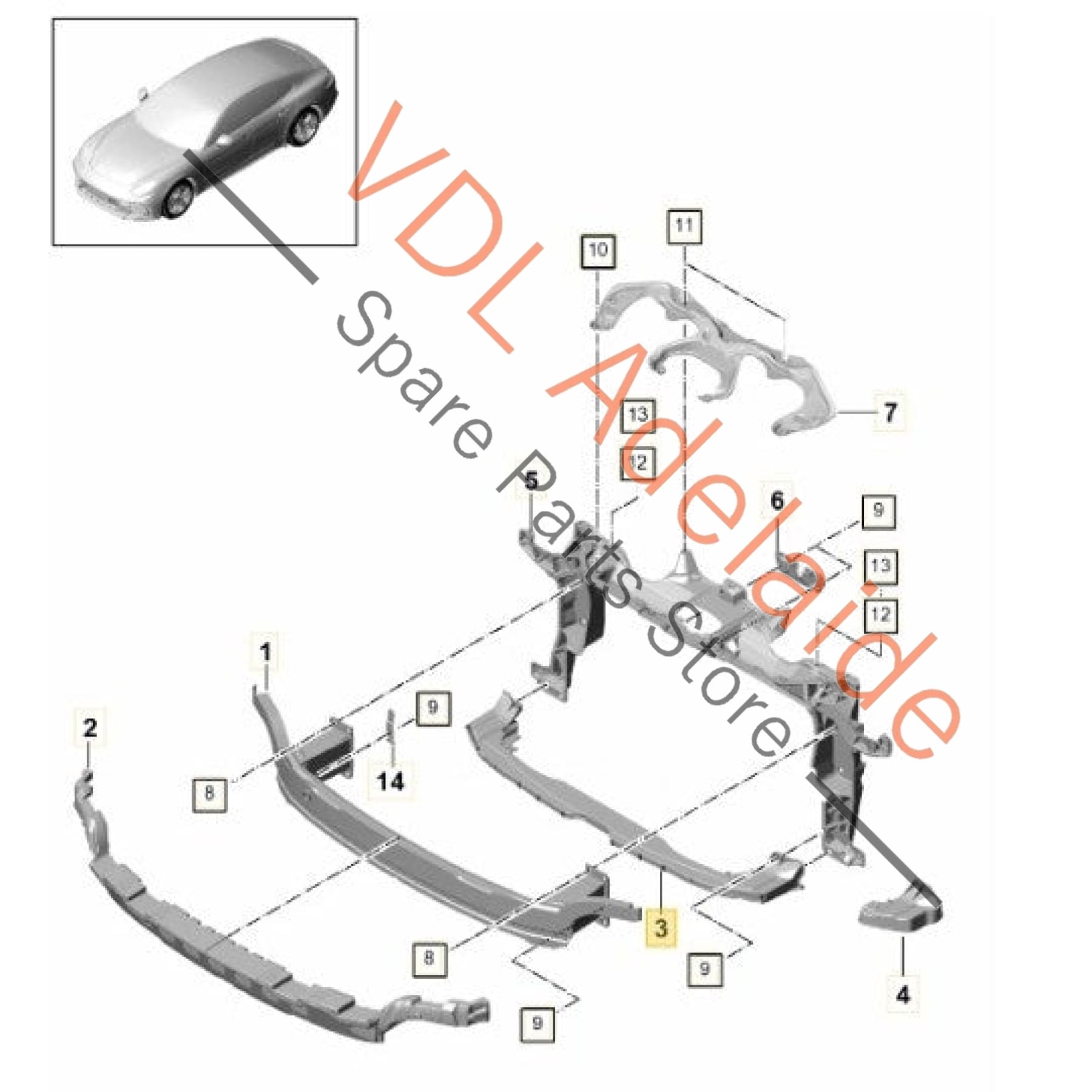 971803821B   Porsche Panamera 971 Front Lower Bumper Support Bracket 971803821B