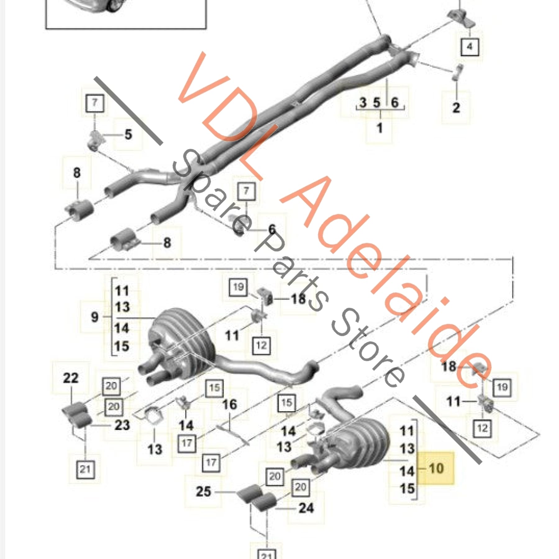971253608 971253608AY  Porsche Panamera 971 Rear Right Muffler 971253608AY 971253608