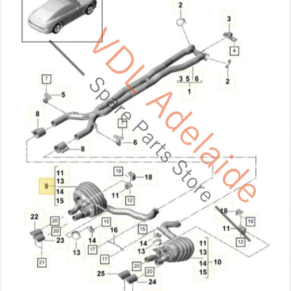 971253607 971253607AY  Porsche Panamera 971 Rear Left Muffler 971253607AY 971253607